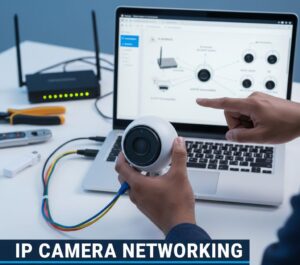 IP camera networking and configuration on laptop with wifi router and ethernet cables - Malayalam technical guide